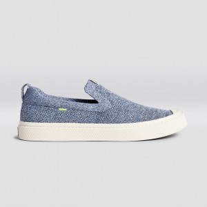 IBI Slip-On Cariuma Low Top Bamboo Weave Knit Vegan Mujer Azules | JNQYUG380