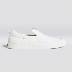 IBI Slip-On Cariuma Low Top Bamboo Weave Knit Vegan Mujer Blancas | YCEBAO869