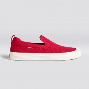 IBI Slip-On Cariuma Low Top Bamboo Weave Knit Vegan Mujer Rojas | UXKREQ349