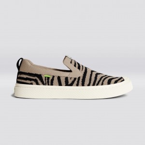 IBI Slip-On Cariuma Low Top Bamboo Weave Knit Vegan Hombre Zebra Print | TFJEMD906