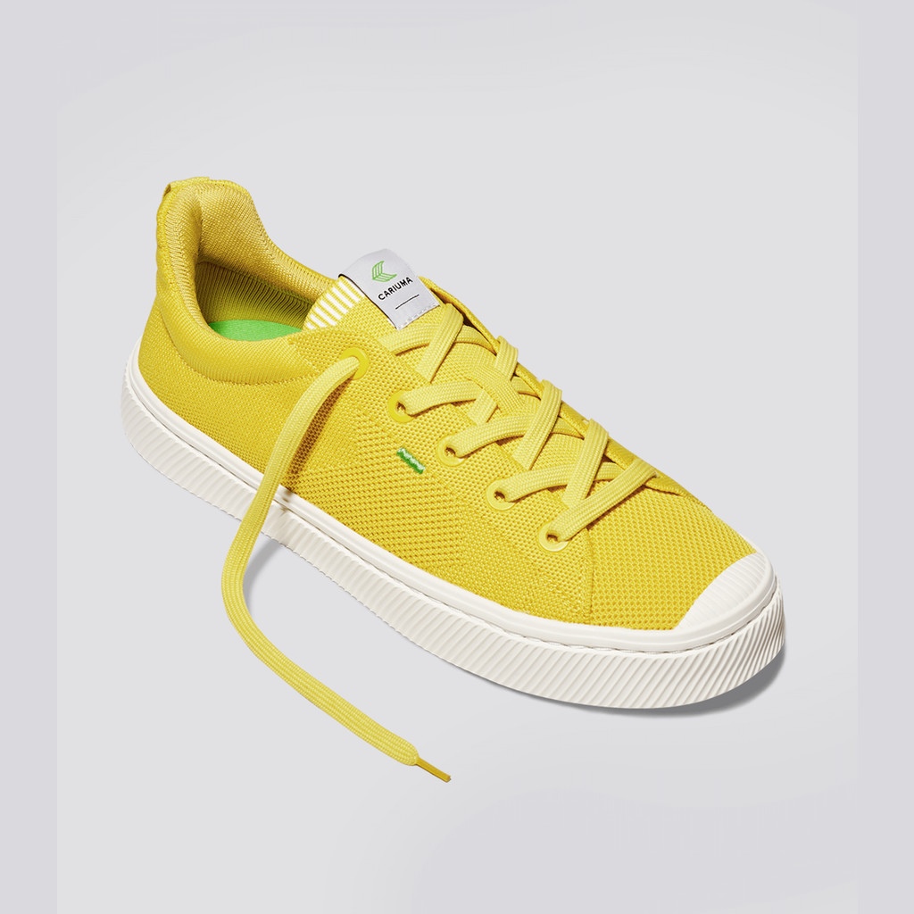 IBI Cariuma Low Top Bamboo Weave Knit Vegan Hombre Amarillo | YQOTPR572