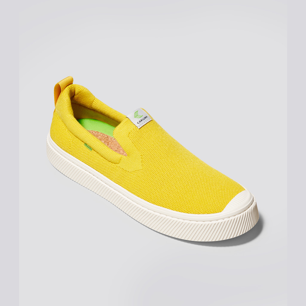 IBI Slip-On Cariuma Low Top Bamboo Weave Knit Vegan Hombre Amarillo | HRWKMO417