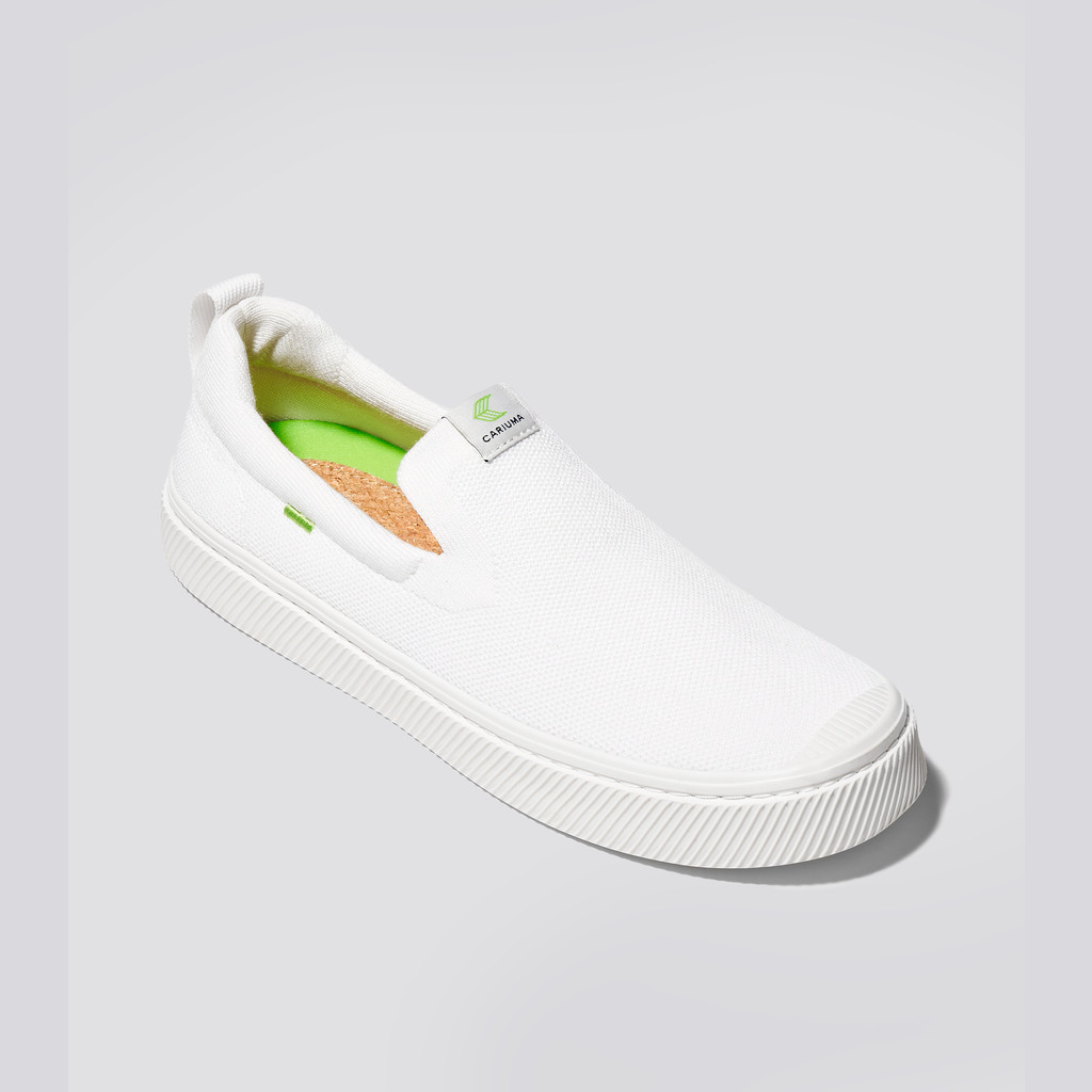 IBI Slip-On Cariuma Low Top Bamboo Weave Knit Vegan Hombre Blancas | HRNAKE783