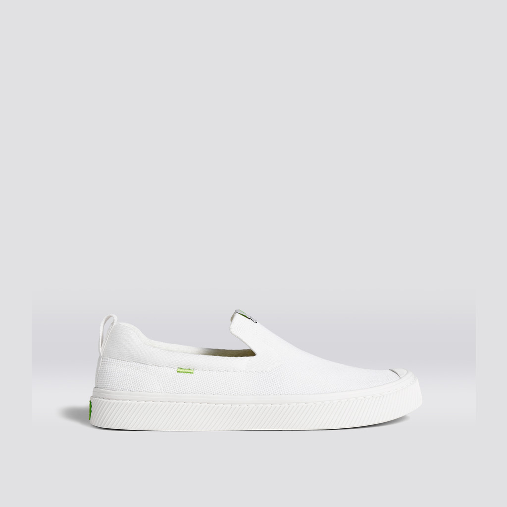 IBI Slip-On Cariuma Low Top Bamboo Weave Knit Vegan Hombre Blancas | HRNAKE783