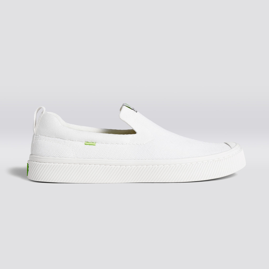 IBI Slip-On Cariuma Low Top Bamboo Weave Knit Vegan Hombre Blancas | HRNAKE783