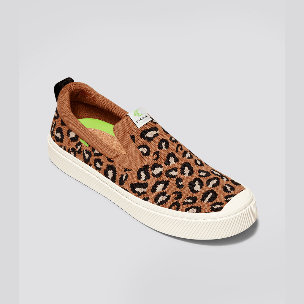 IBI Slip-On Cariuma Low Top Bamboo Weave Knit Vegan Hombre Leopardo | KYLBJV458