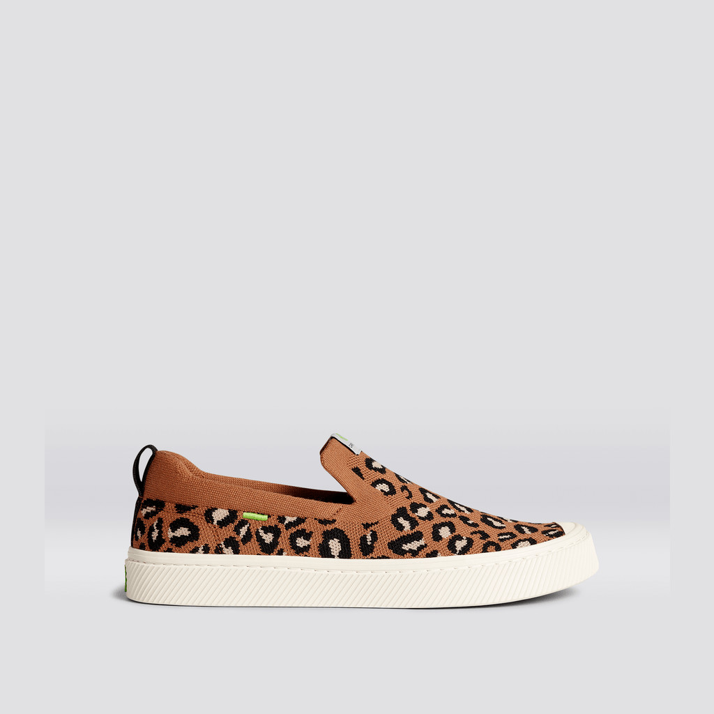 IBI Slip-On Cariuma Low Top Bamboo Weave Knit Vegan Hombre Leopardo | KYLBJV458