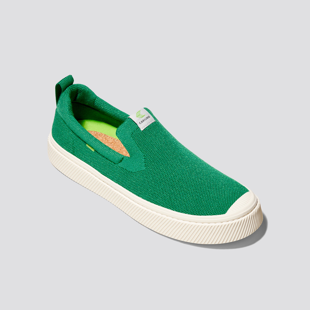 IBI Slip-On Cariuma Low Top Bamboo Weave Knit Vegan Hombre Verde | CTPELM284