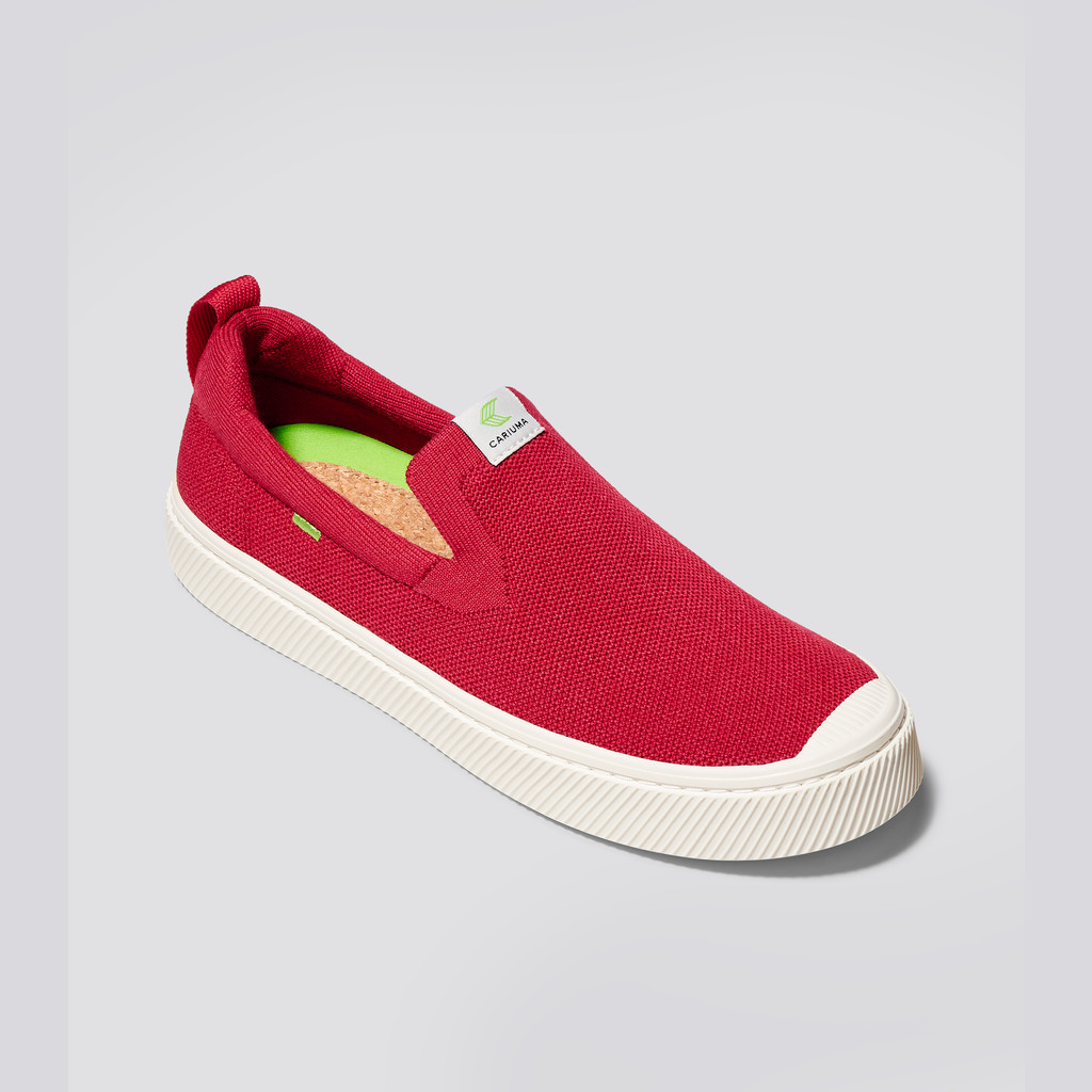 IBI Slip-On Cariuma Low Top Bamboo Weave Knit Vegan Hombre Rojas | UMBJWQ893