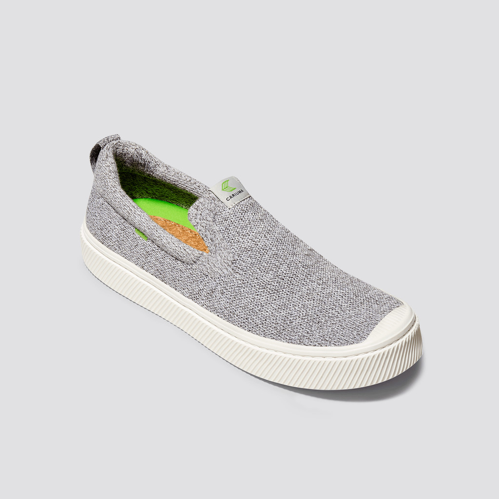 IBI Slip-On Cariuma Low Top Bamboo Weave Knit Vegan Mujer Gris Claro | KFJNDA329